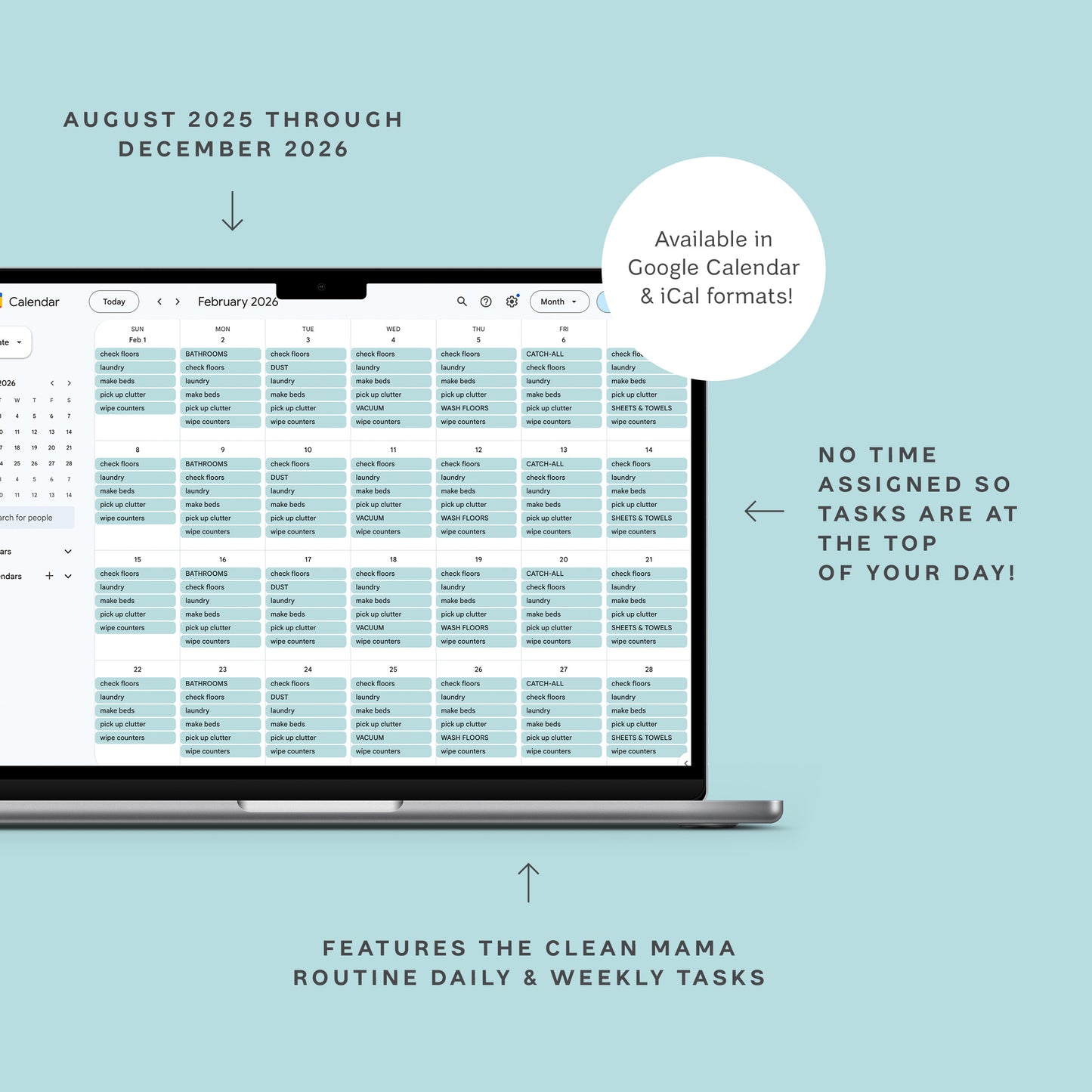 Google Calendar & iCal Clean Mama Routine Integration – 2026