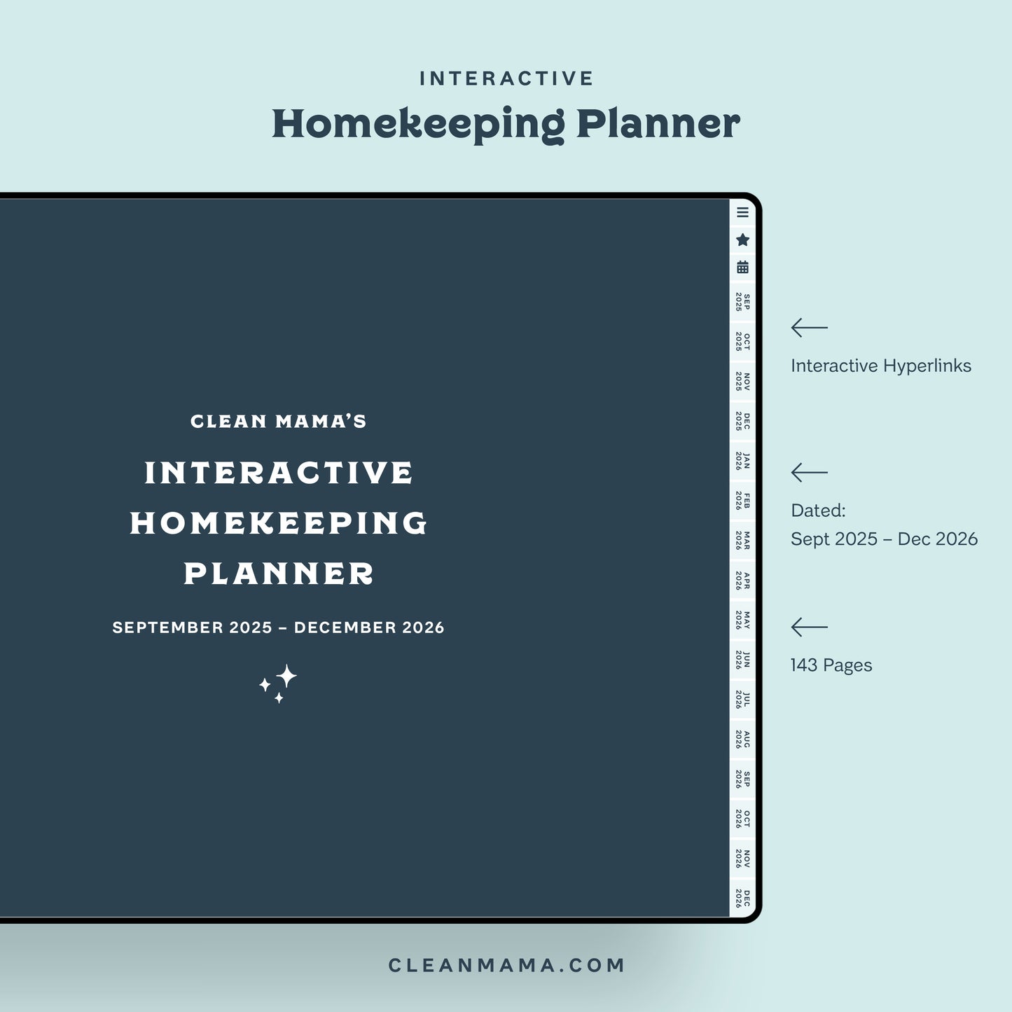 Interactive Homekeeping Planner (Digital): September 2025 – December 2026