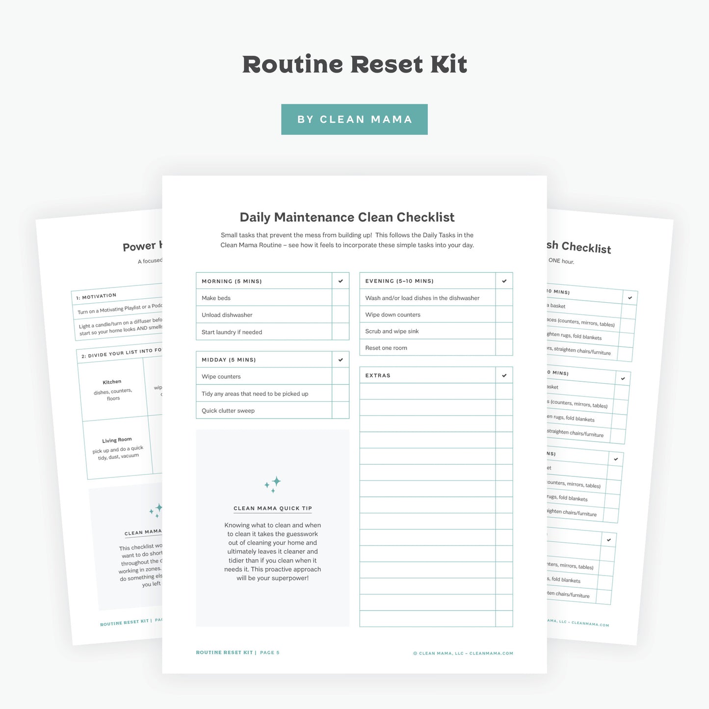 Quick Clean Checklists: Routine Reset Kit