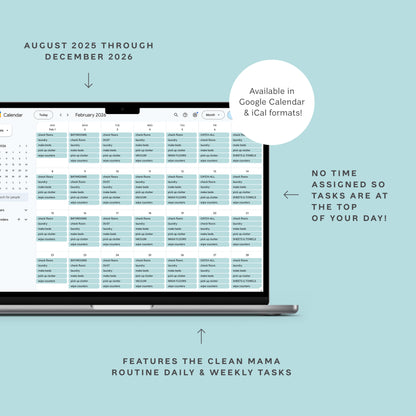 Google Calendar & iCal Clean Mama Routine Integration – 2026