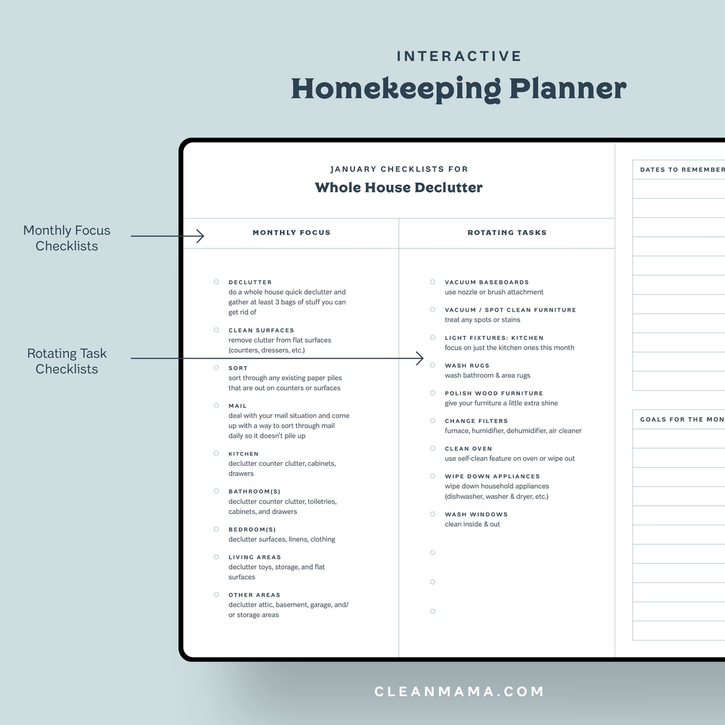 Interactive Homekeeping Planner (Digital) – 2025