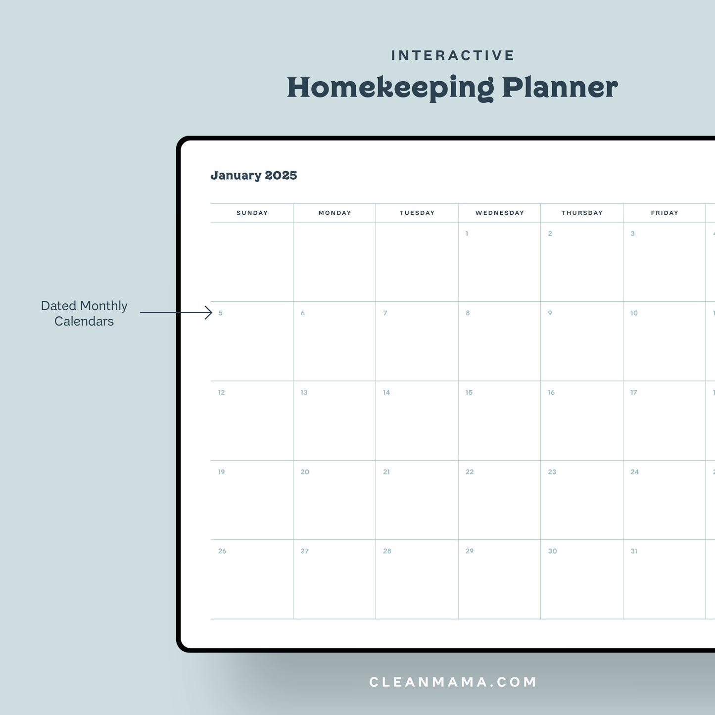 Interactive Homekeeping Planner (Digital) – 2025