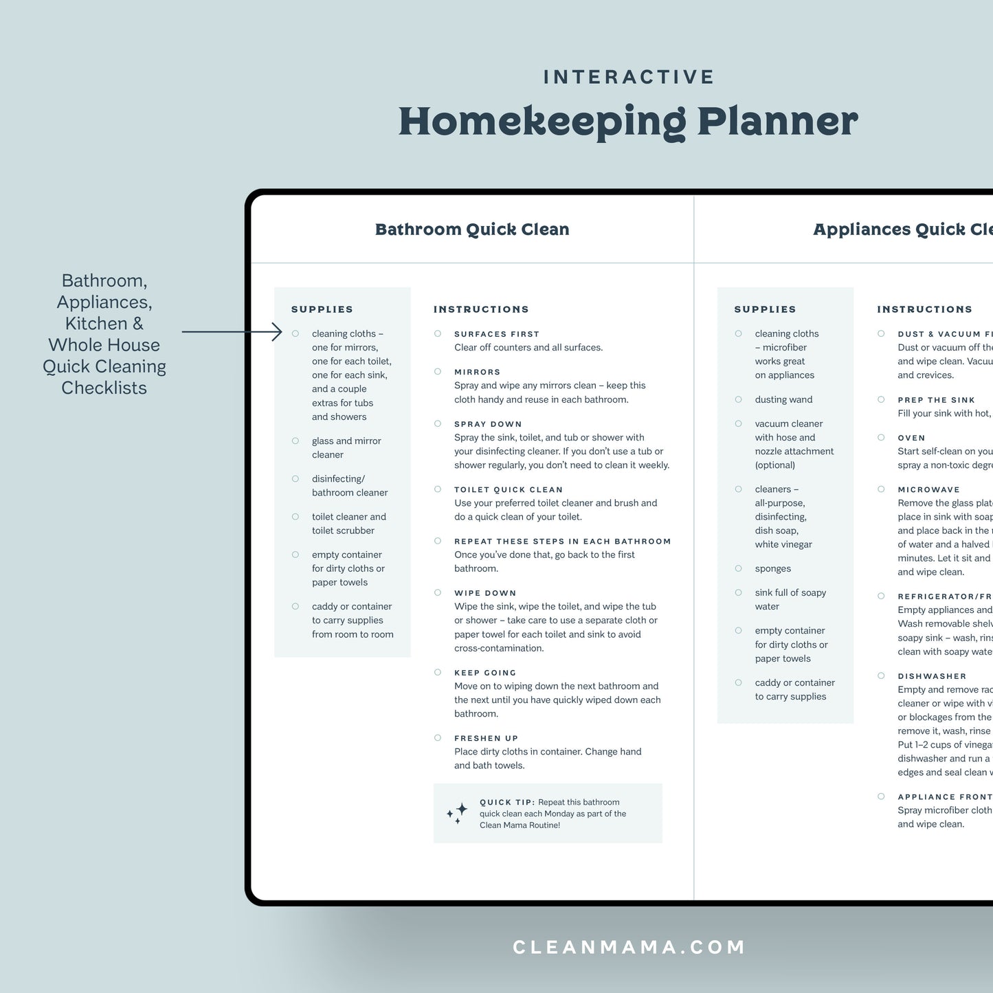 Interactive Homekeeping Planner (Digital) – 2025