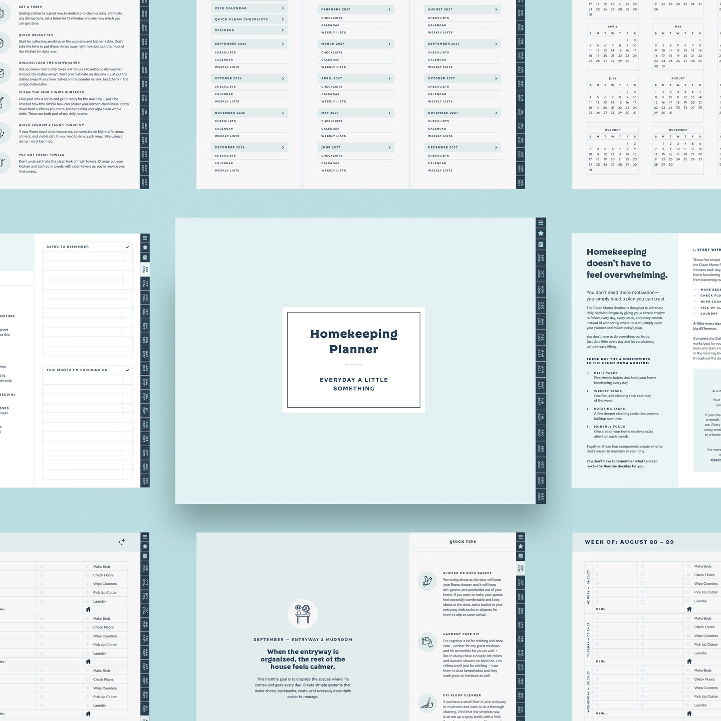 Clean Mama's 2027 Interactive Homekeeping Planner (Digital) Aqua Cover