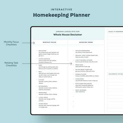 Monthly Focus Checklists with Rotating Task Checklists