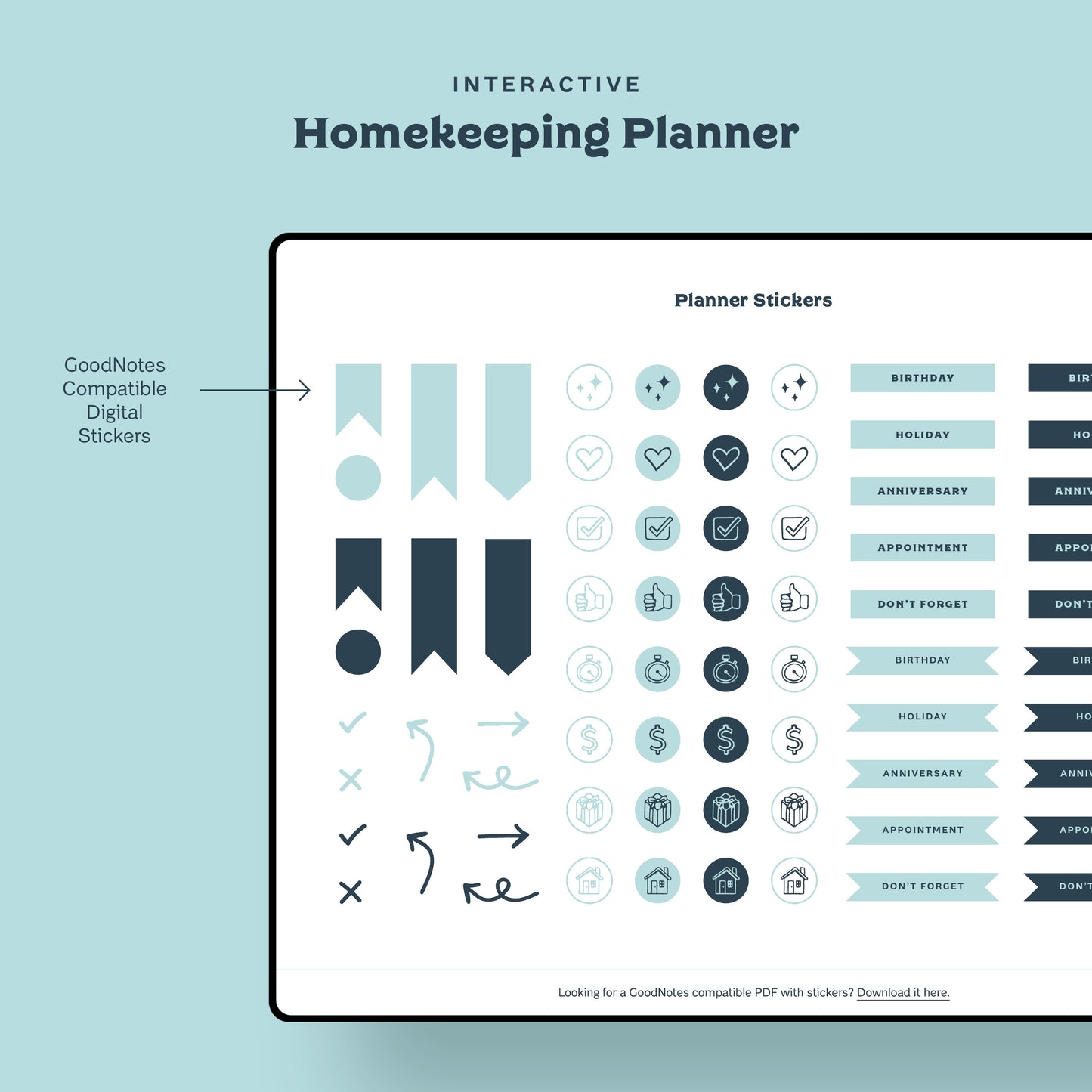 GoodNotes Compatible Digital Stickers for easy to see organizing and customizable planner views