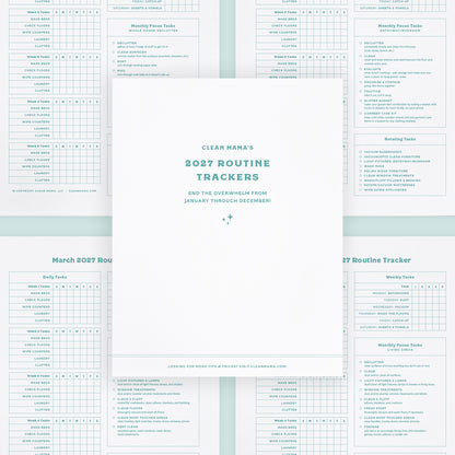 Printable Clean Mama Routine Tracker PDF for 2027 with Monthly Checklists