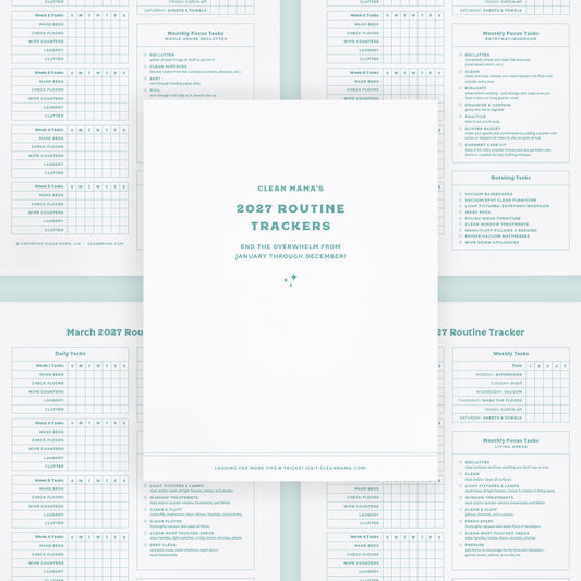 Printable Clean Mama Routine Tracker PDF for 2027 with Monthly Checklists
