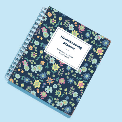 Homekeeping Planner in Navy Floral Pattern Cover