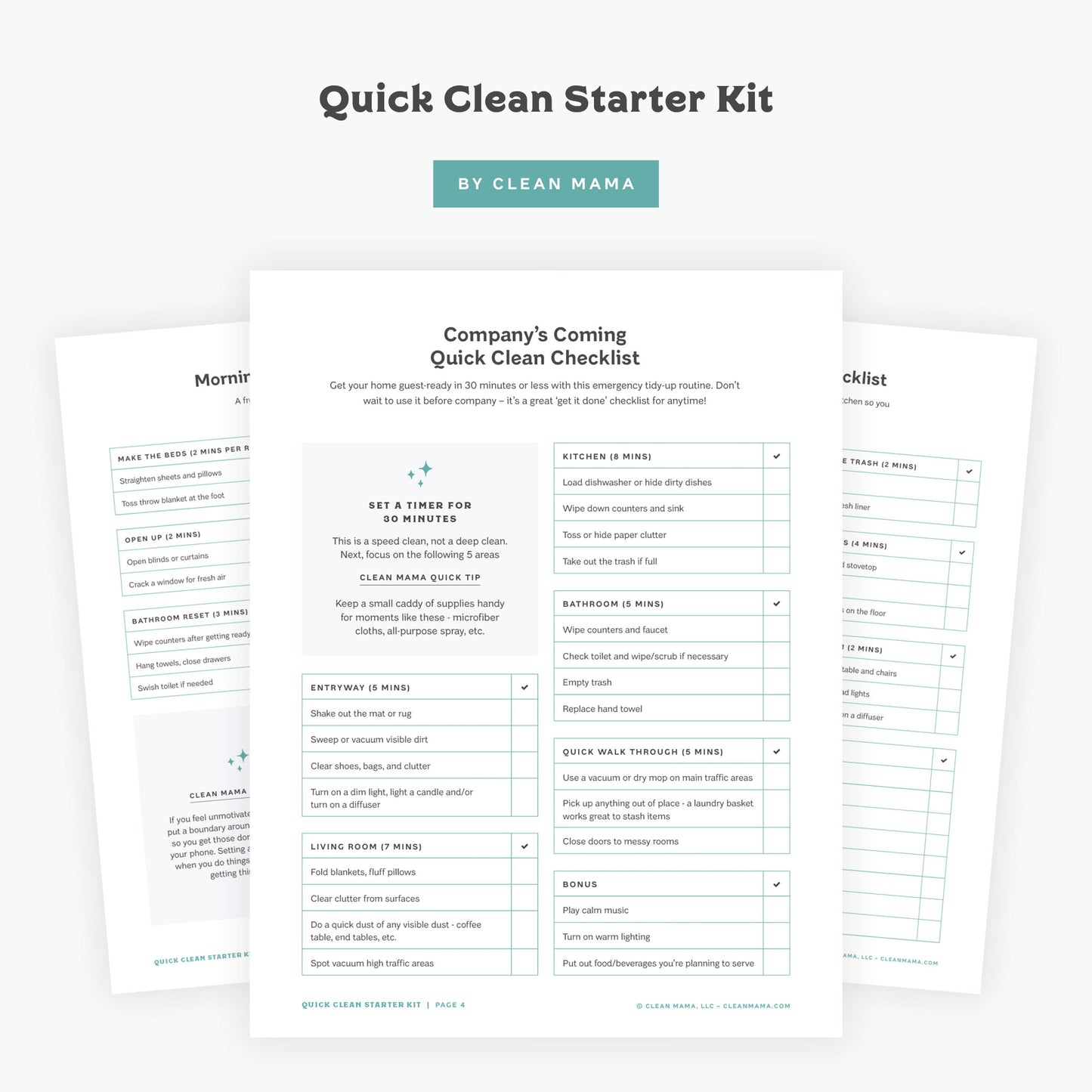 Quick Clean Checklists: Quick Clean Starter Kit – Clean Mama