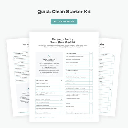 Quick Set Clean Quick Clean Checklists: Quick Clean Starter Kit – Clean Mama