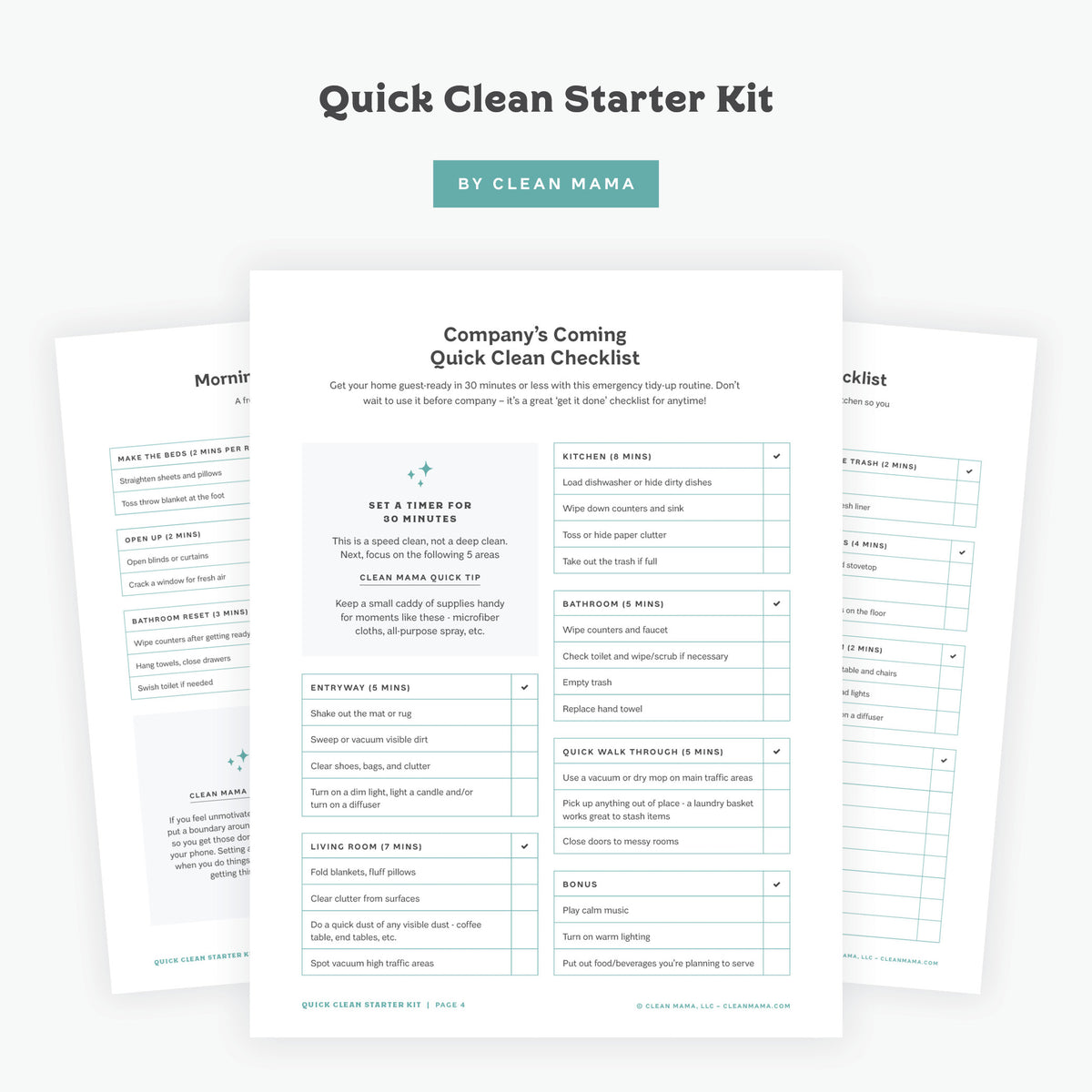 Quick Clean Checklists: Quick Clean Starter Kit – Clean Mama