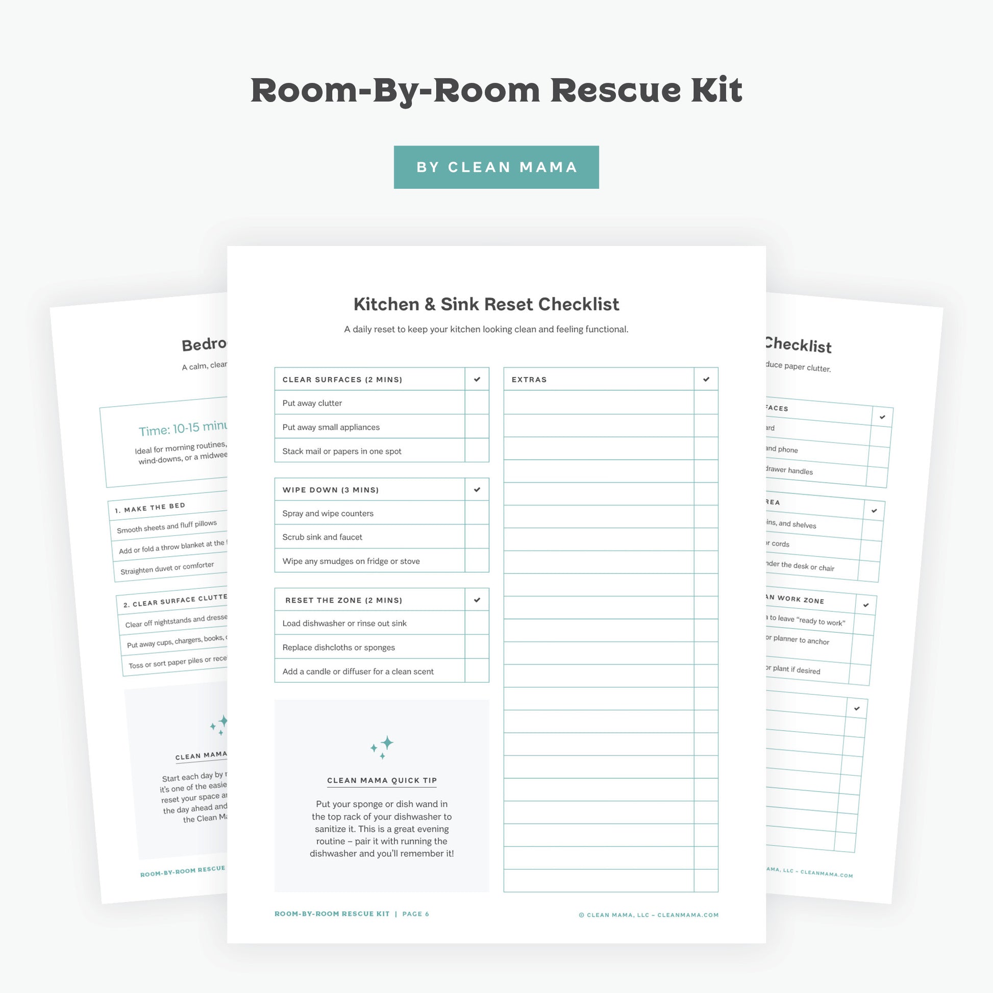 Quick Clean Checklists: Room-by-Room Rescue Kit – Clean Mama