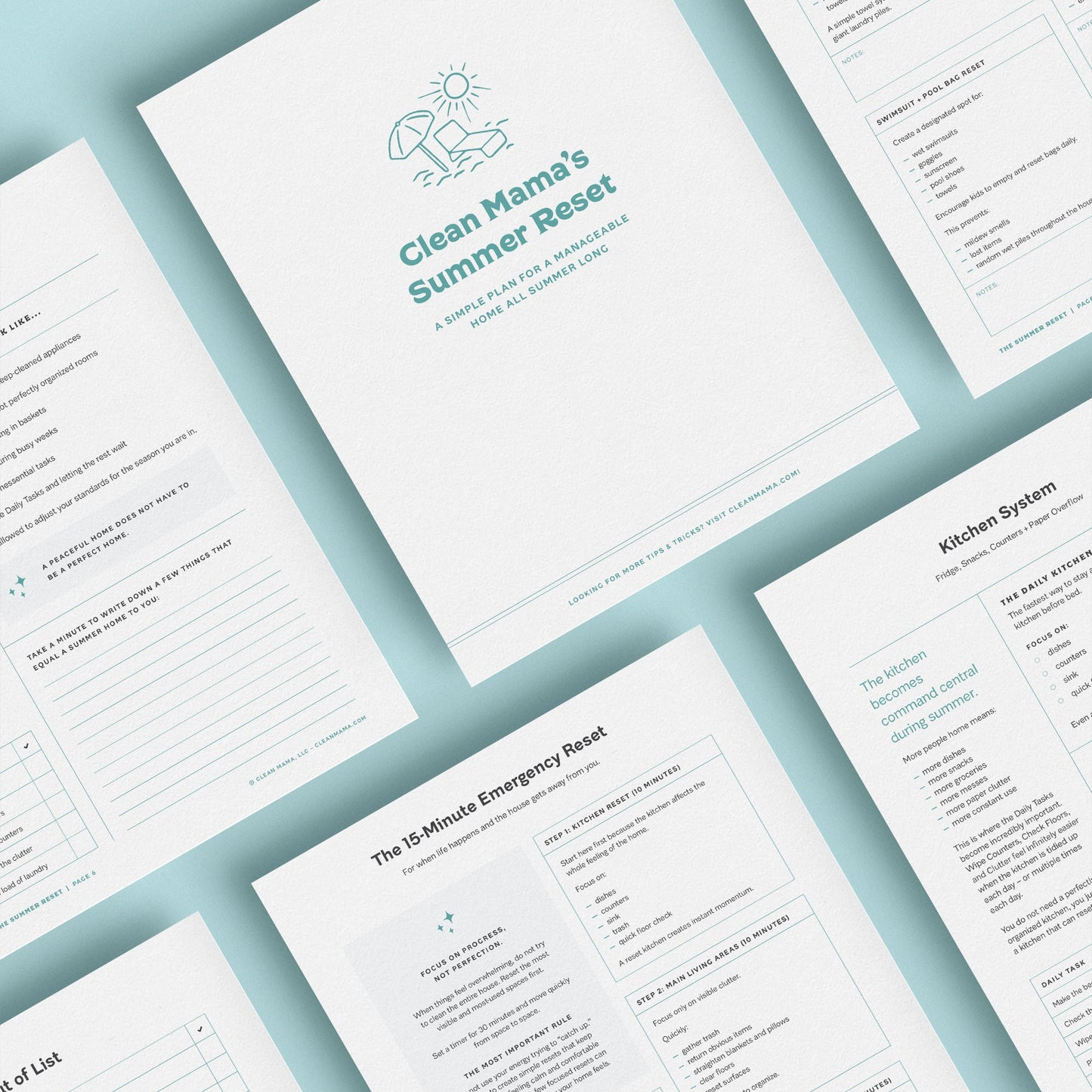 Clean Mama's Summer Reset 31-page PDF guide for simpler summer cleaning and laundry routines