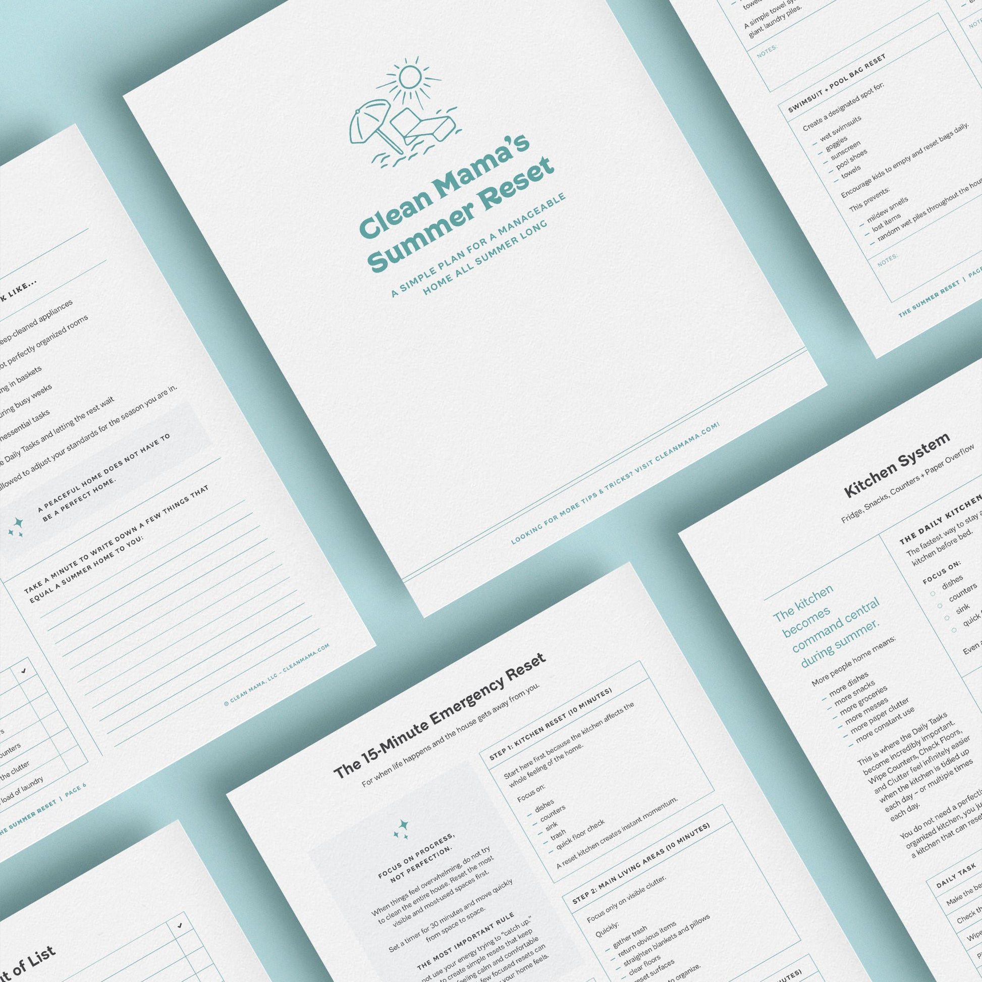 Clean Mama's Summer Reset 31-page PDF guide for simpler summer cleaning and laundry routines