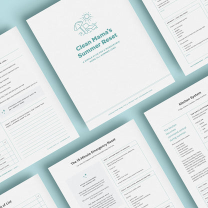 Clean Mama's Summer Reset 31-page PDF guide for simpler summer cleaning and laundry routines