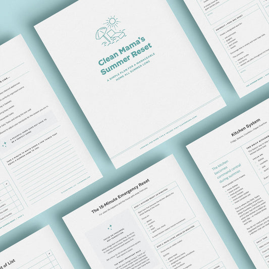 Clean Mama's Summer Reset 31-page PDF guide for simpler summer cleaning and laundry routines