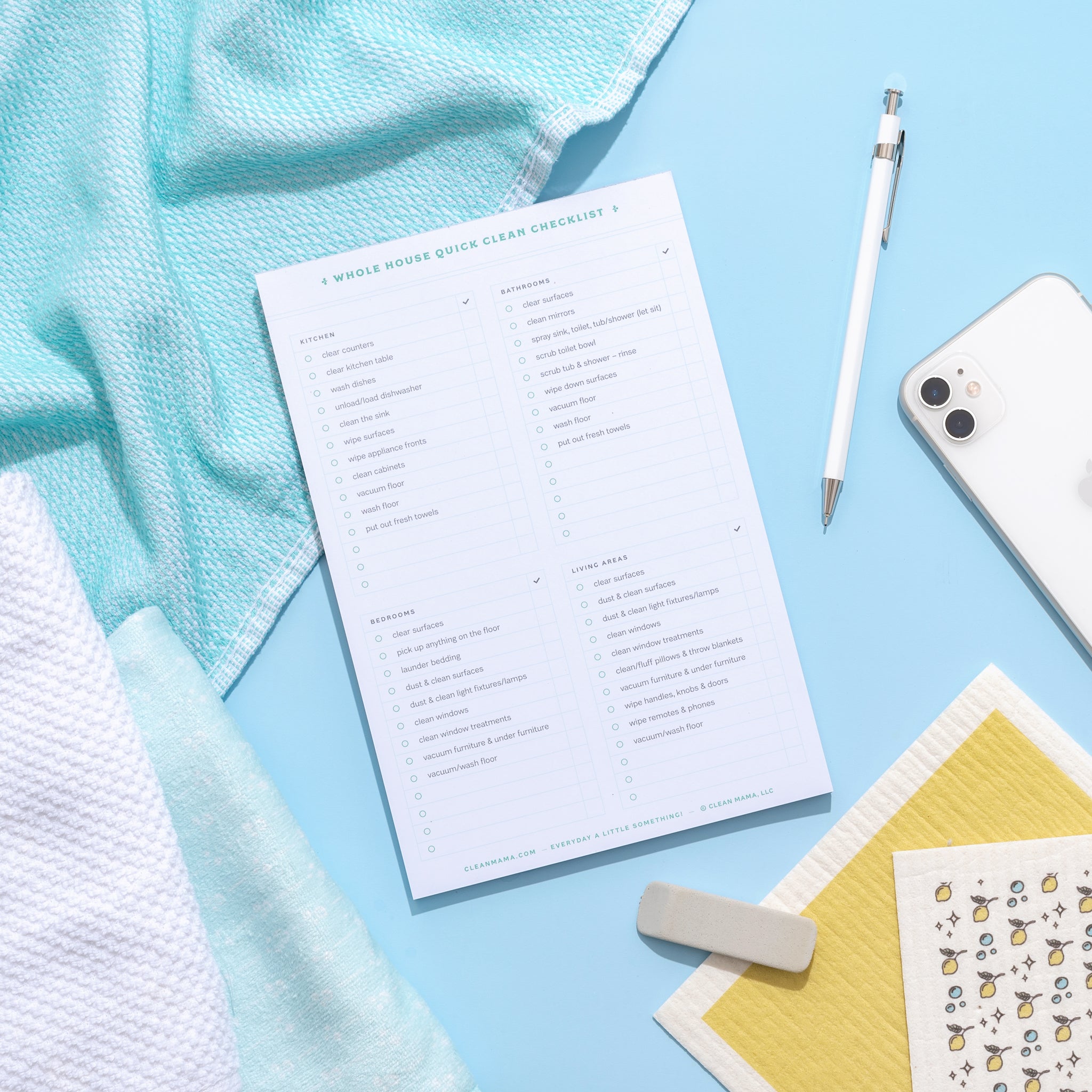 Whole House Quick Clean Checklist Notepad – Clean Mama
