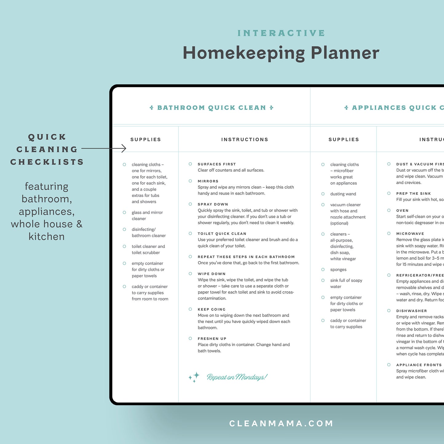 Interactive 2023 Homekeeping Planner