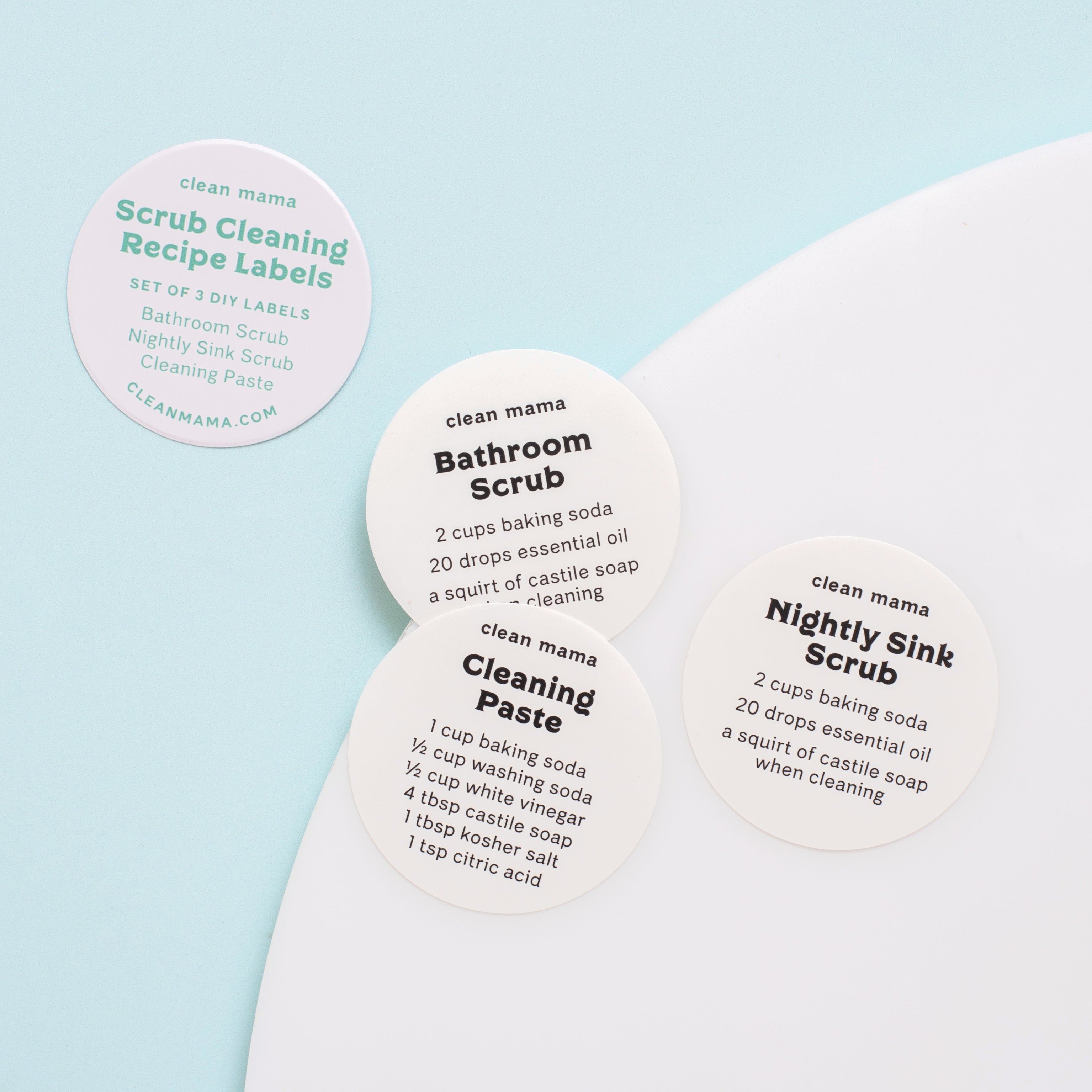 Clean Sphere Labels Scrub Cleaning Recipe Labels – Clean Mama