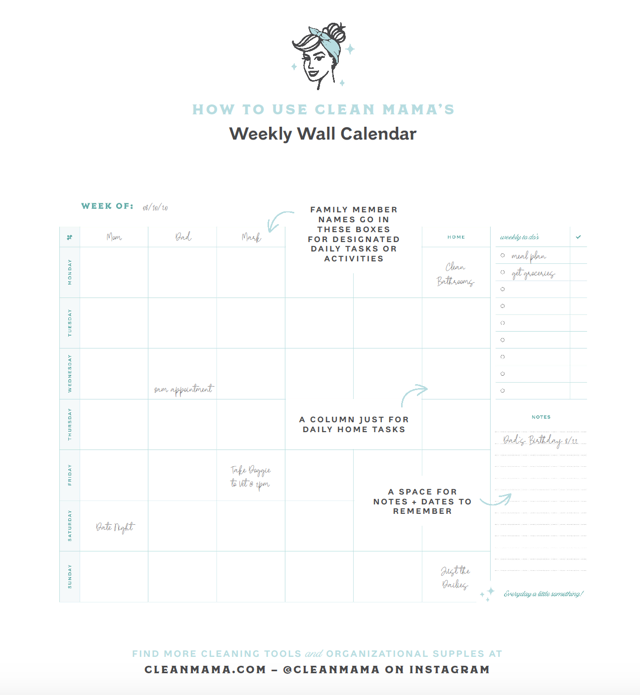 Weekly Planning Wall Calendar with Memo Space and Almanac Information